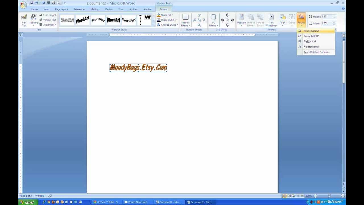 How to print upside down in word